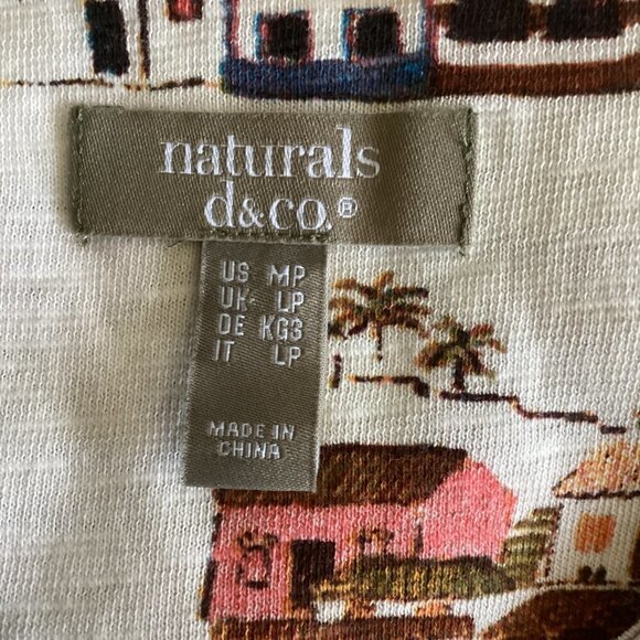 Naturals D&Co Sleeveless Tank Dress Novelty Beach Villa Print Sz MP 74L - Picture 8 of 9